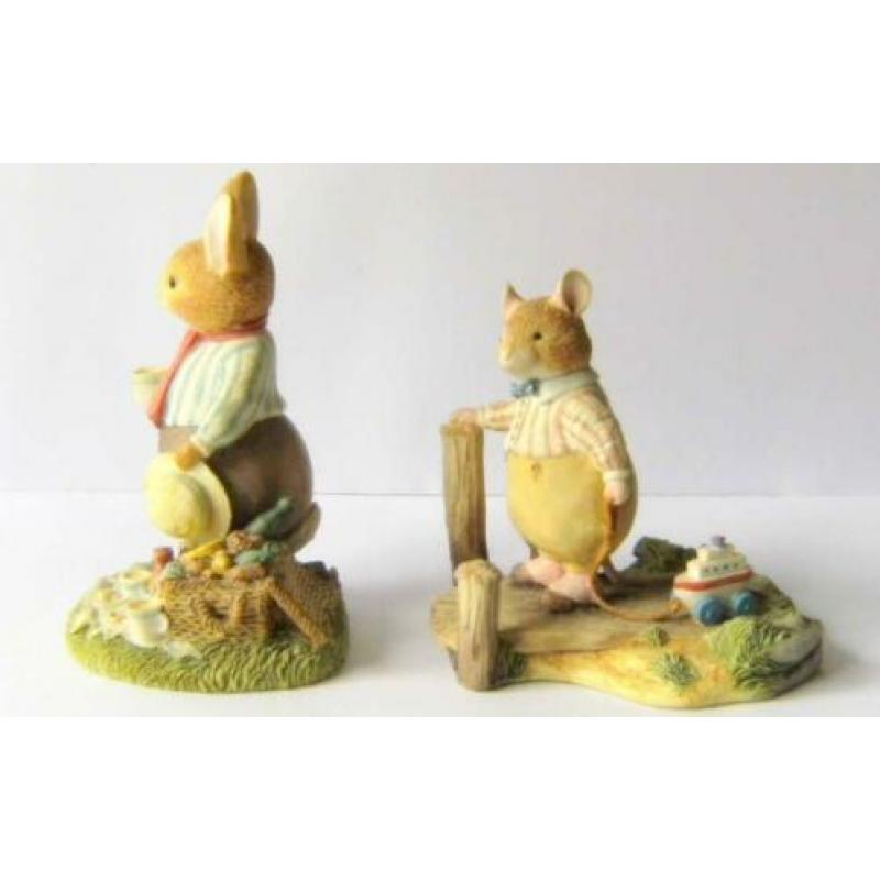 FOXWOOD TALES 2x 1 ! Beeldje RUE RABBIT & HARVEY MOUSE 1994