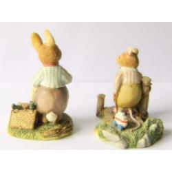 FOXWOOD TALES 2x 1 ! Beeldje RUE RABBIT & HARVEY MOUSE 1994