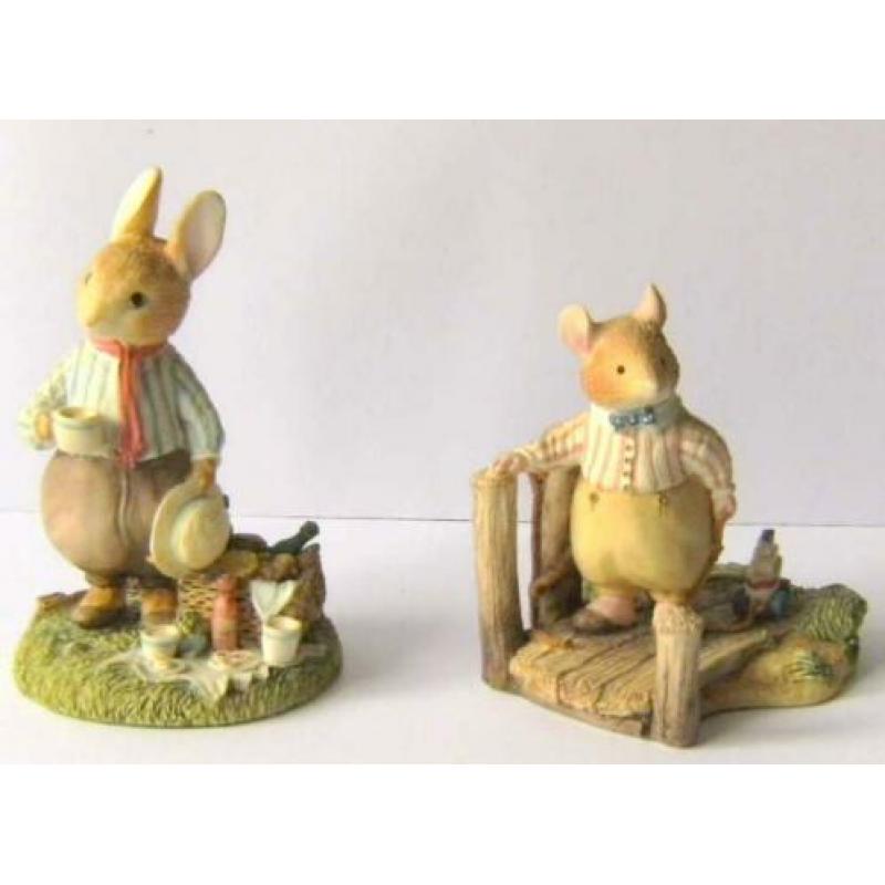 FOXWOOD TALES 2x 1 ! Beeldje RUE RABBIT & HARVEY MOUSE 1994