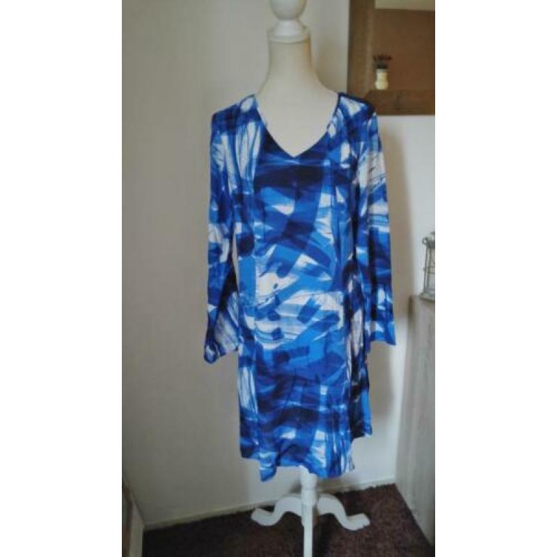 SUPER LEUKE blauw/wit print jurk van DIDI mt. M - nieuw