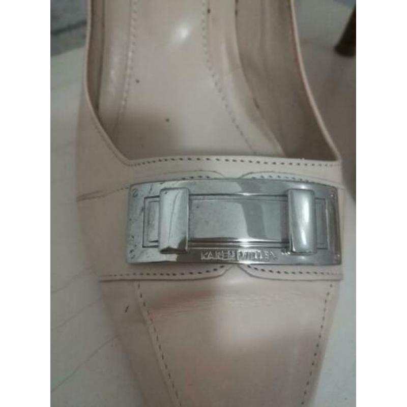 Karen Millen beige pumps met zilveren accenten, maat 38