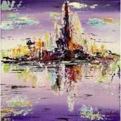 "Violet City " Acrylschilderij van L. Chupakhina