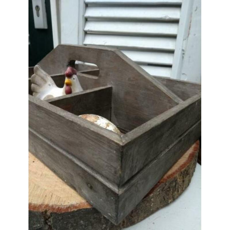 Stoere houten vakkenbak plantentray hout