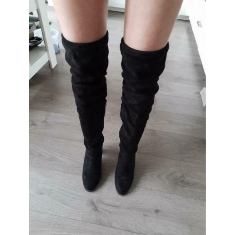 Overknee thigh high boots laarzen zwart mt 40 41