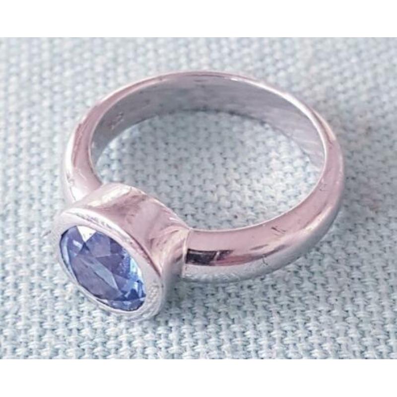 Zinzi zilver ring blauwe steen maat 58 / 18,5