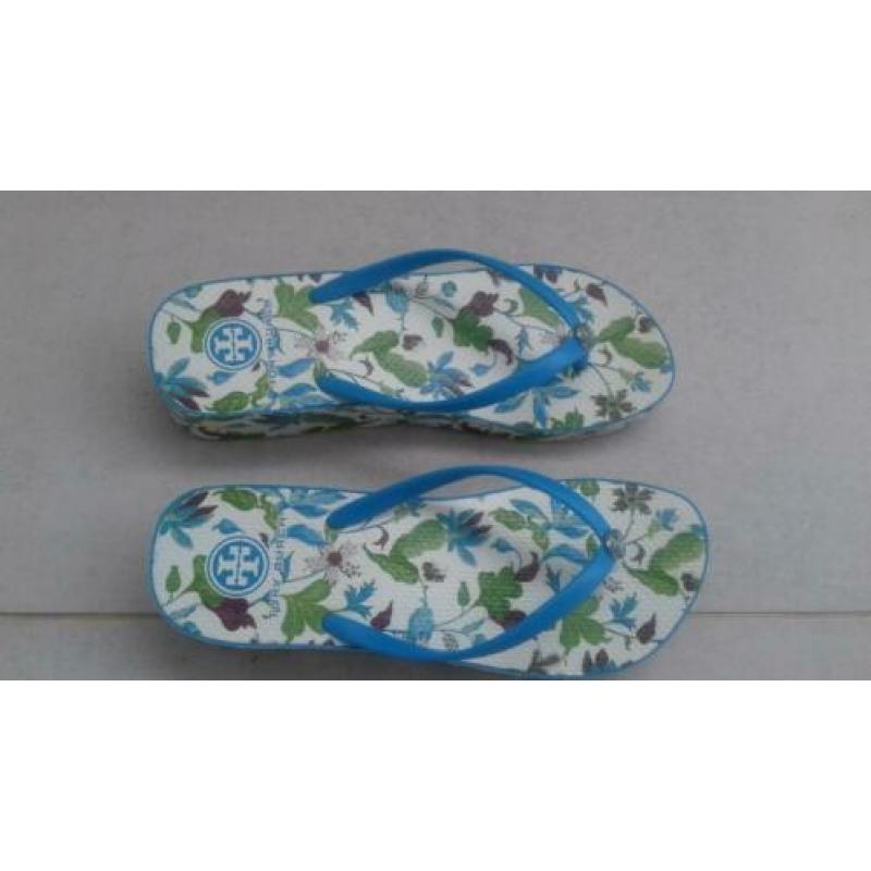 Tory Burch turquoise slippers