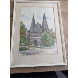 KAMPEN CELLEBROEDERSPOORT mooie nette aquarel