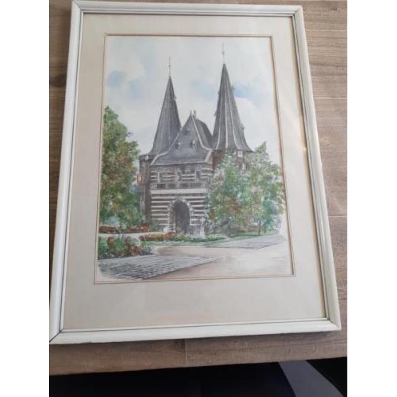 KAMPEN CELLEBROEDERSPOORT mooie nette aquarel