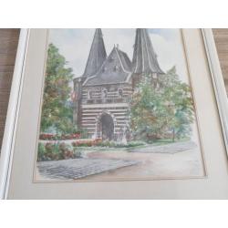 KAMPEN CELLEBROEDERSPOORT mooie nette aquarel