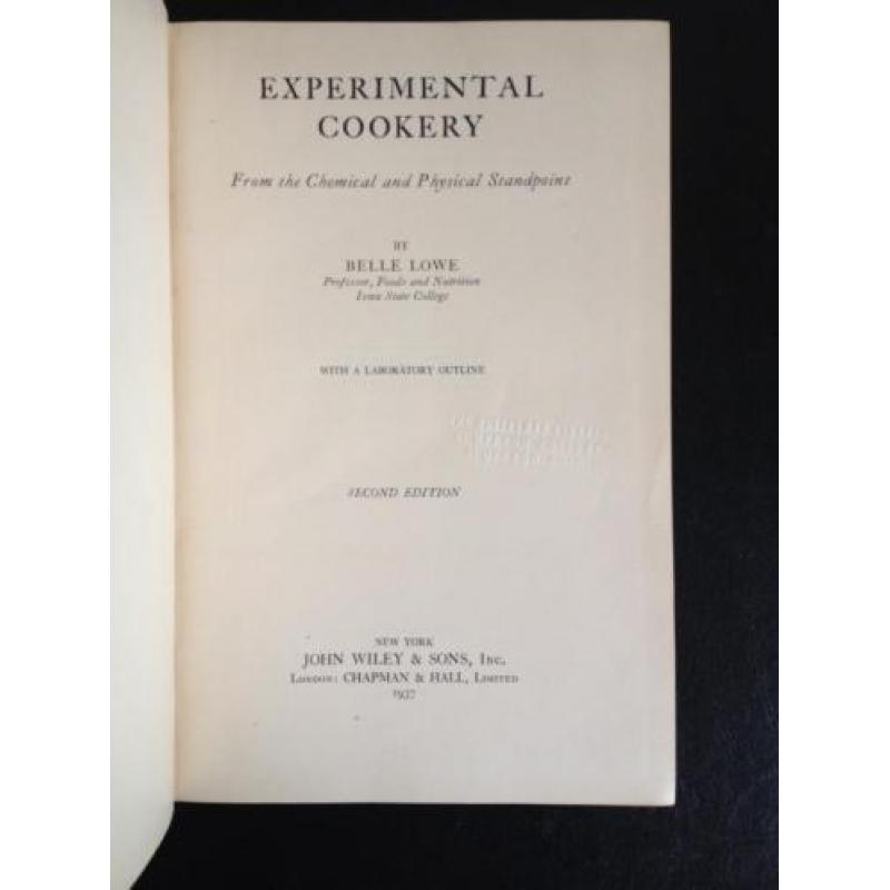 Belle Lowe - Experimental cookery - 1937 - Zeldzaam