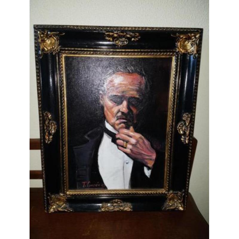 Marlon Brando, the Godfather olieverf schilderij