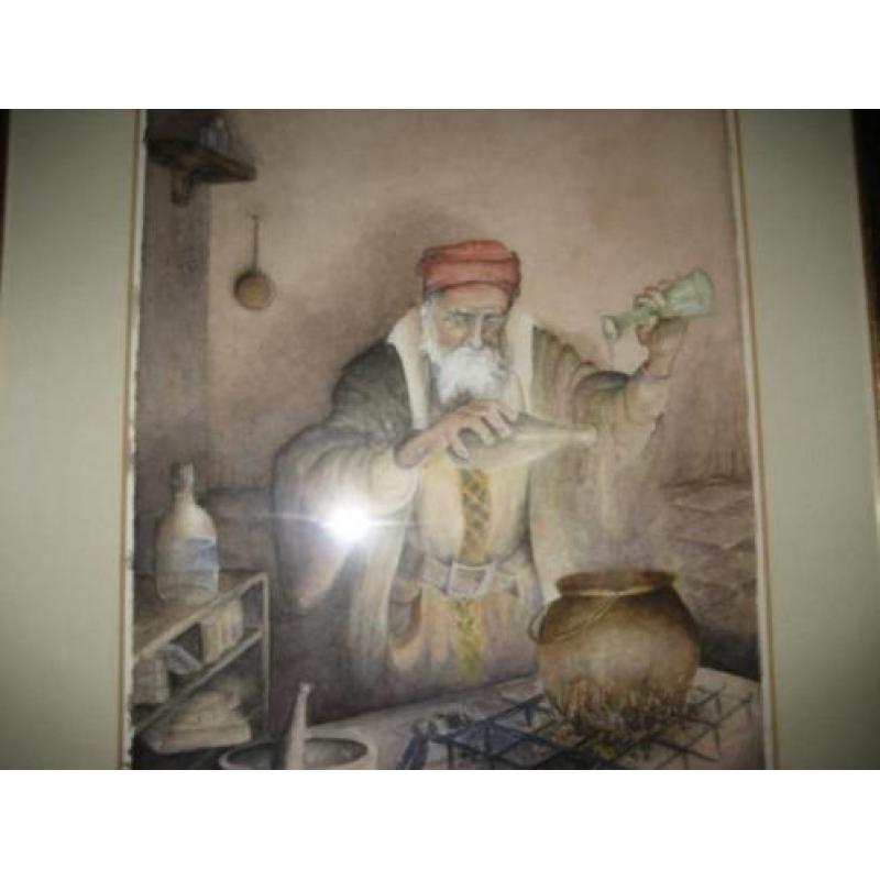 Ben Abbink 1981 Alchemist aquarel chemie 41x49 Hoensbroek