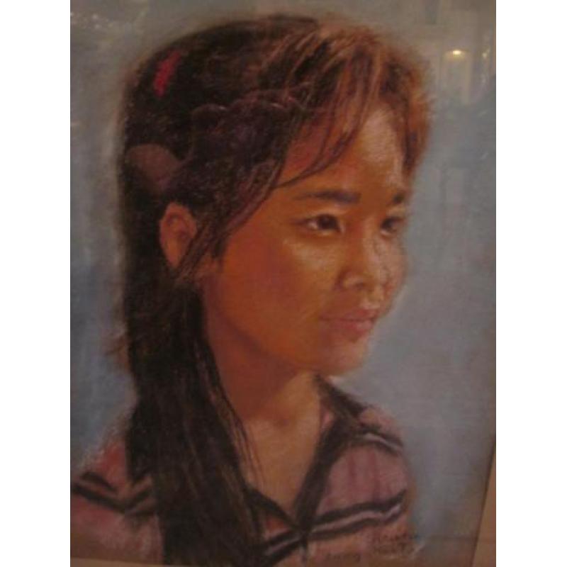 Pastel Portret Meisje Koh Tao Christa Hoek 45 x 35