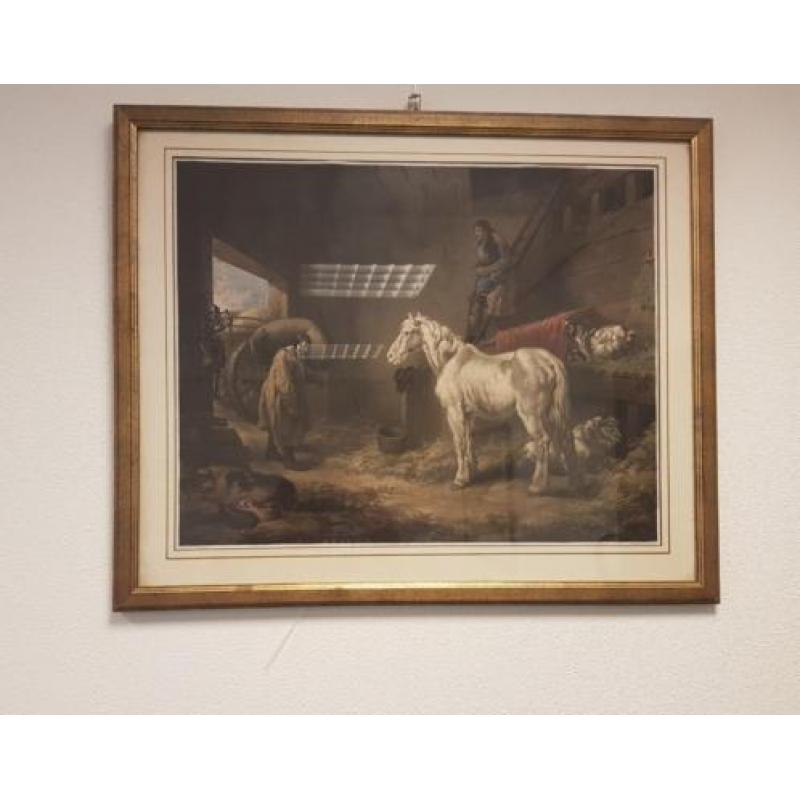 George Morland print Ward Willam "The Farmer's Stable" 1795