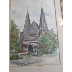 KAMPEN CELLEBROEDERSPOORT mooie nette aquarel