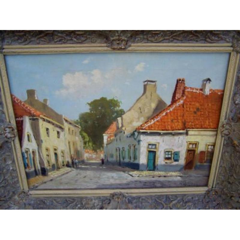 Henk Welther (1891-1947), ouderwets straatbeeld met figuren