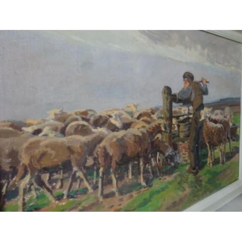 Irma van Eysinga: Boerenjongen met schapen op texel-1918