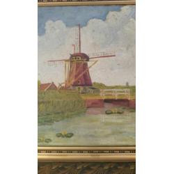 L.J.M van Eijk schilderij molen landschap