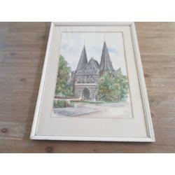 KAMPEN CELLEBROEDERSPOORT mooie nette aquarel