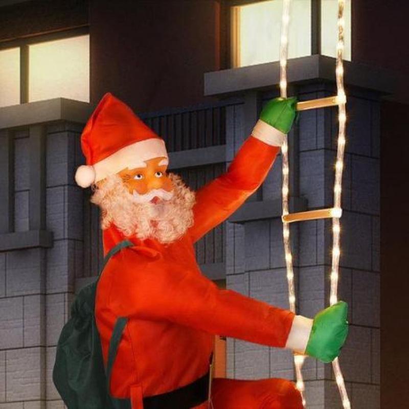 Kerstman op touwladder, kerstversiering, kerst